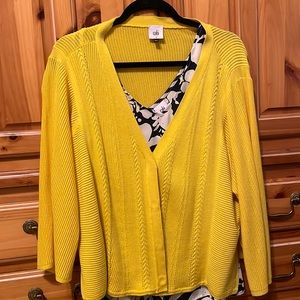 Cabi cardigan size small.  It is a little bigger than a normal small.